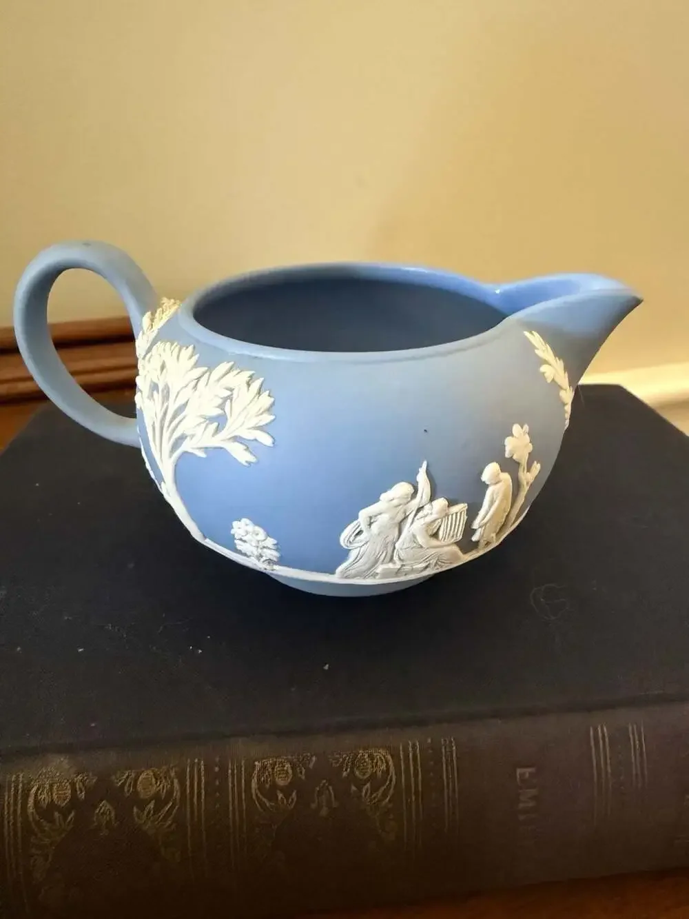 Wedgwood Jasperware Light Blue Neoclassical Creamer with White Relief